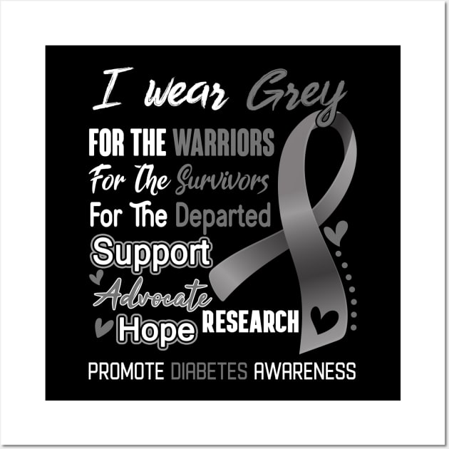 I Wear Grey For Diabetes Awareness Support Diabetes Warrior Gifts Wall Art by ThePassion99